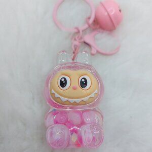 2/$19 Labubu Flowing Sand Exquisite pink keychain with bell